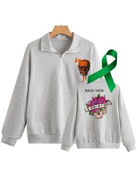 Do It Anyway Mental Health graphic quarter zip raglan pullover sweatshirt small